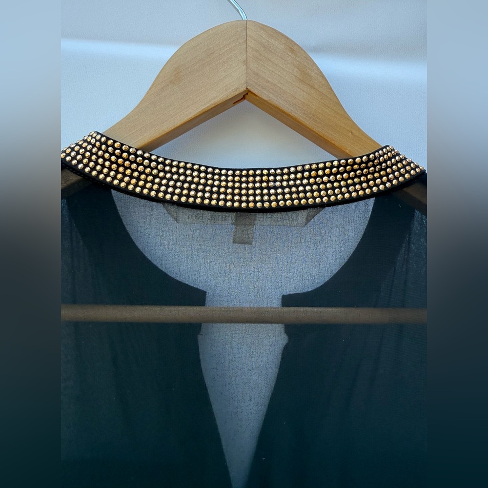 Rachel Rachel Roy Black Sleeveless Jumpsuit Gold Stud Trim Straight Leg Sz 2 NWT - Picture 12 of 16